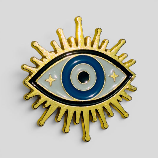 Radiant Gold Evil Eye Sunburst Enamel Pin