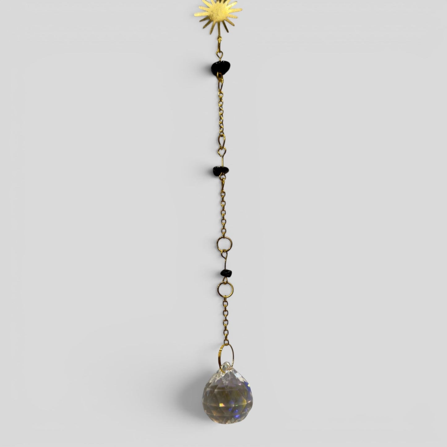 Black Cat & Crystal Moon Suncatcher Wall Hanging