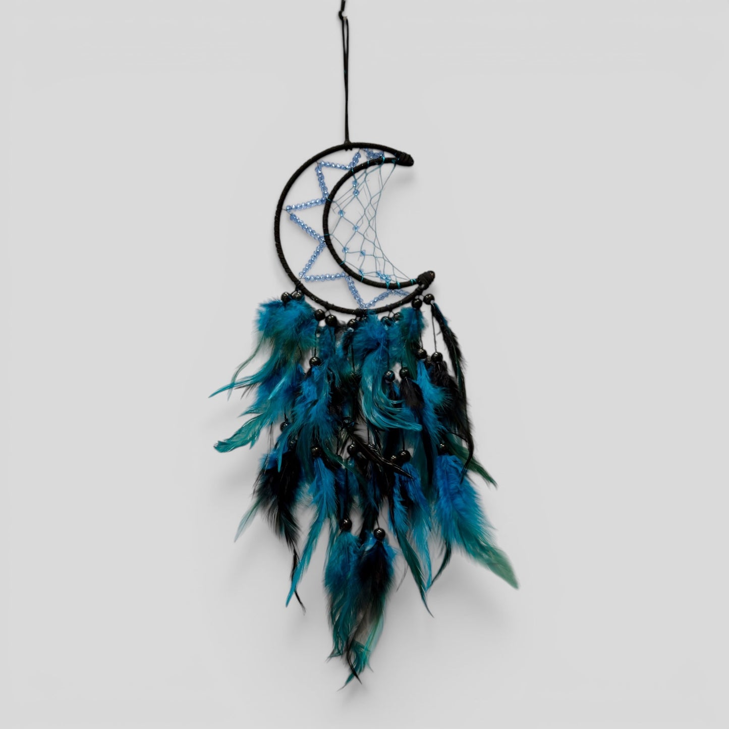 Turquoise & Black Crescent Moon Dreamcatcher