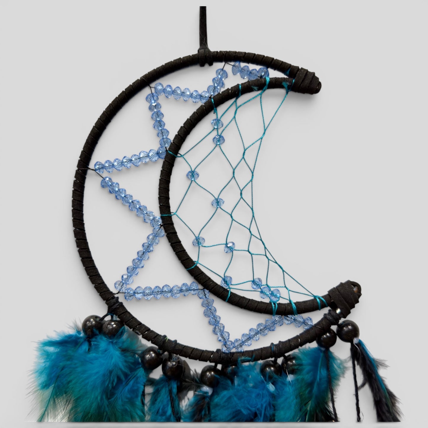 Turquoise & Black Crescent Moon Dreamcatcher