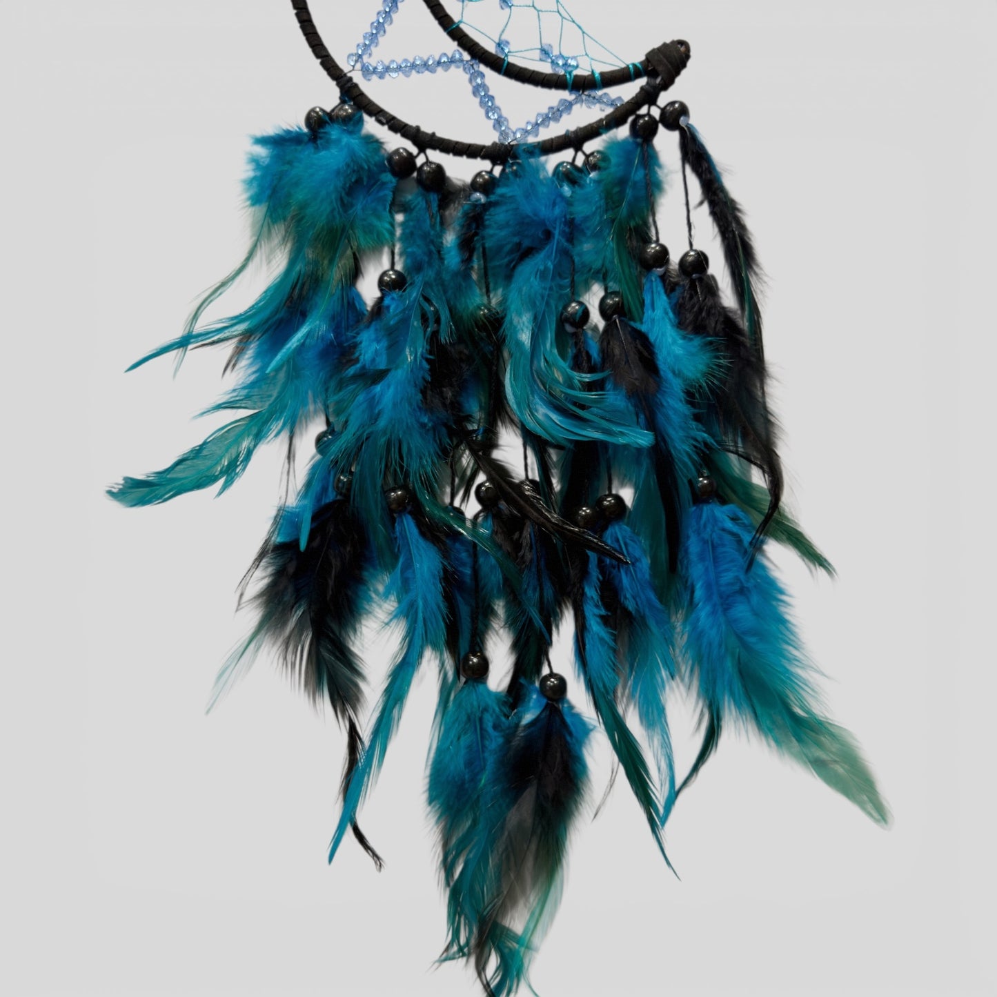 Turquoise & Black Crescent Moon Dreamcatcher