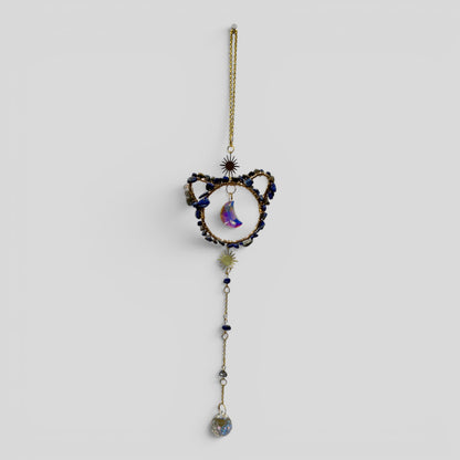 Lapis Lazuli Cat & Crystal Moon Suncatcher