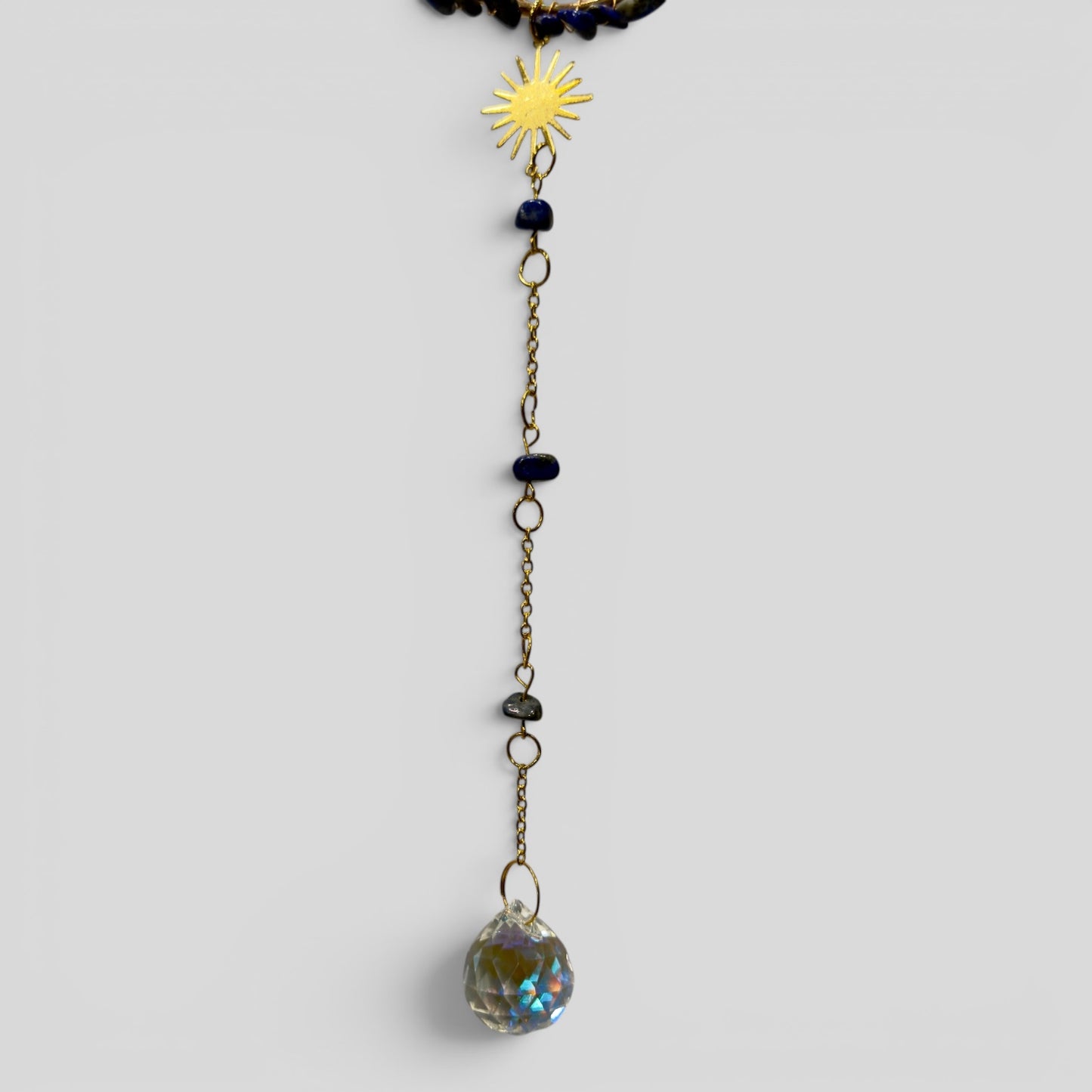 Lapis Lazuli Cat & Crystal Moon Suncatcher