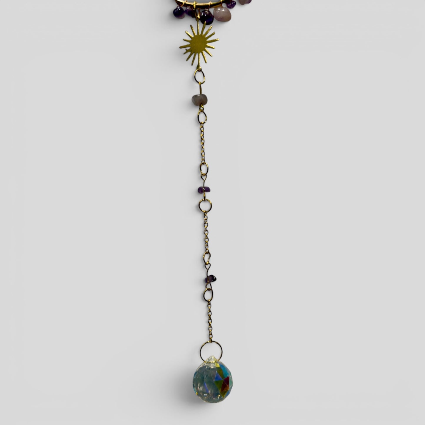 Amethyst Cat & Crystal Moon Suncatcher
