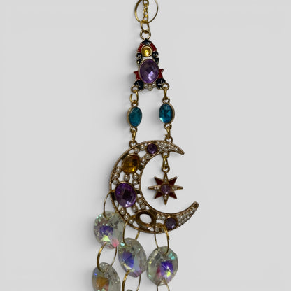 Crescent Moon & Star Crystal Suncatcher