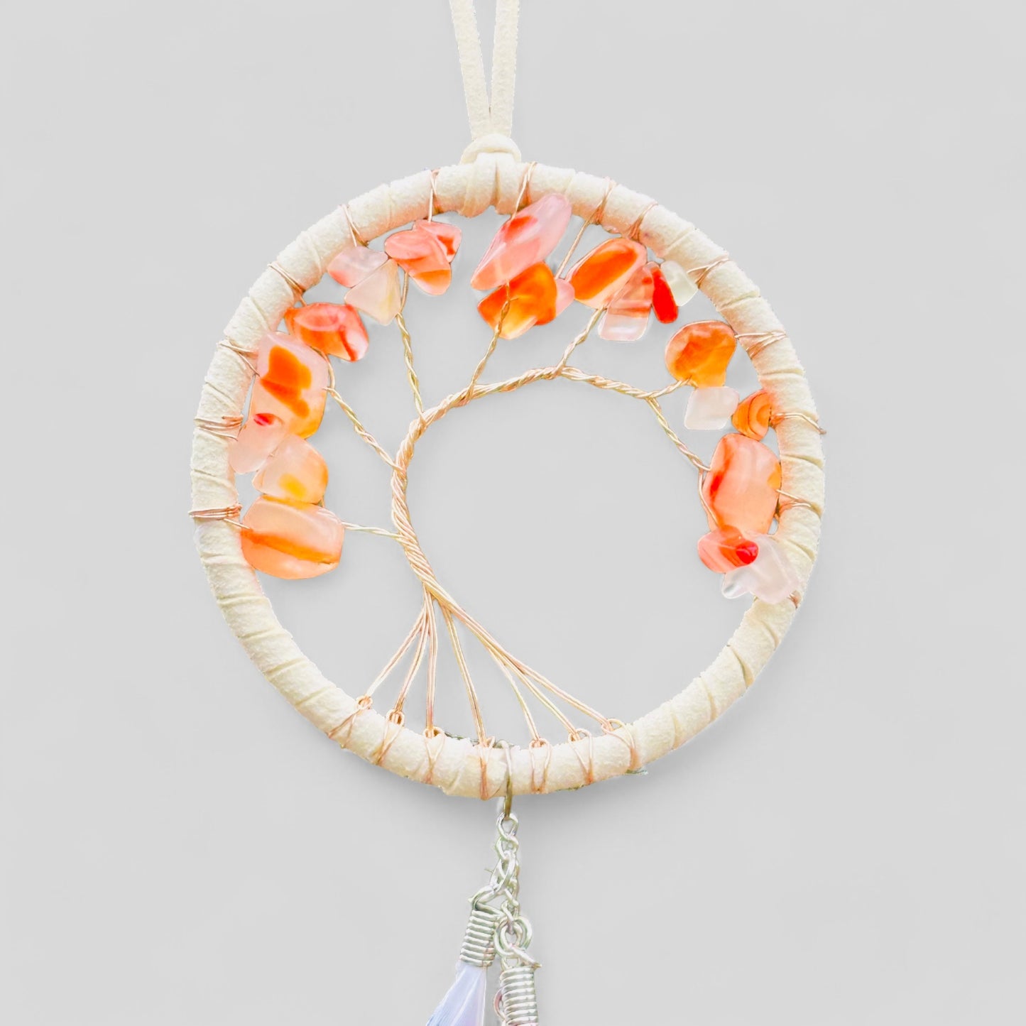 Arbre de vie Dreamcatcher | Décor suspendu de voiture | Attrape-rêves rose | Dreamcatcher pour la décoration murale de la maison | Attrapeurs de rêves suspendus au mur en plumes