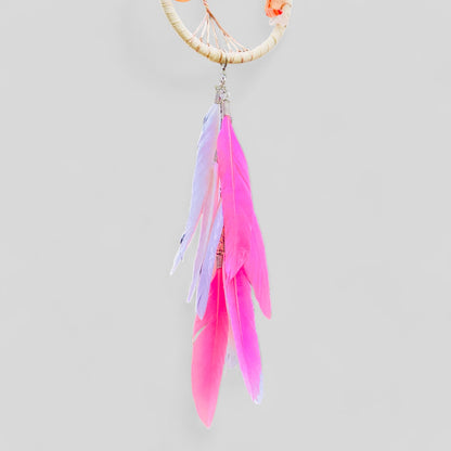 Arbre de vie Dreamcatcher | Décor suspendu de voiture | Attrape-rêves rose | Dreamcatcher pour la décoration murale de la maison | Attrapeurs de rêves suspendus au mur en plumes