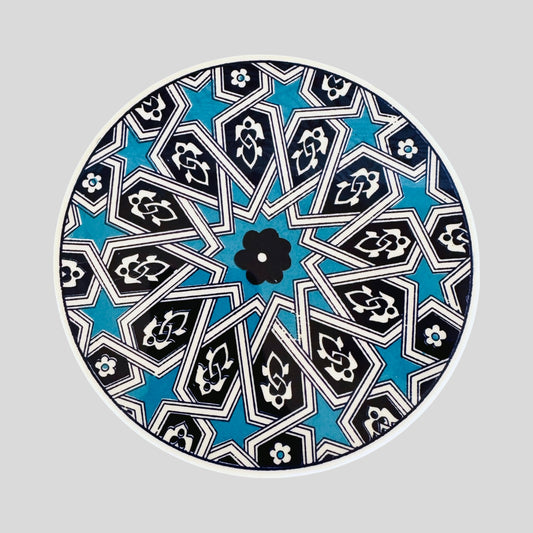 6.5" Ceramic Trivet - Turquoise Star Lattice