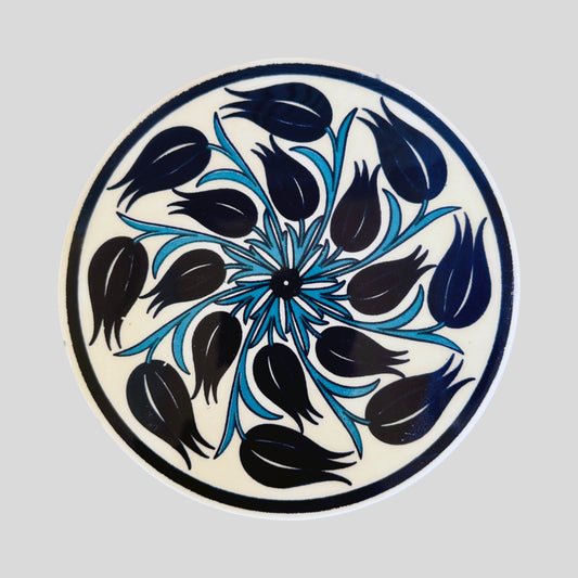 6.5" Ceramic Trivet - Blue Iznik Tulip