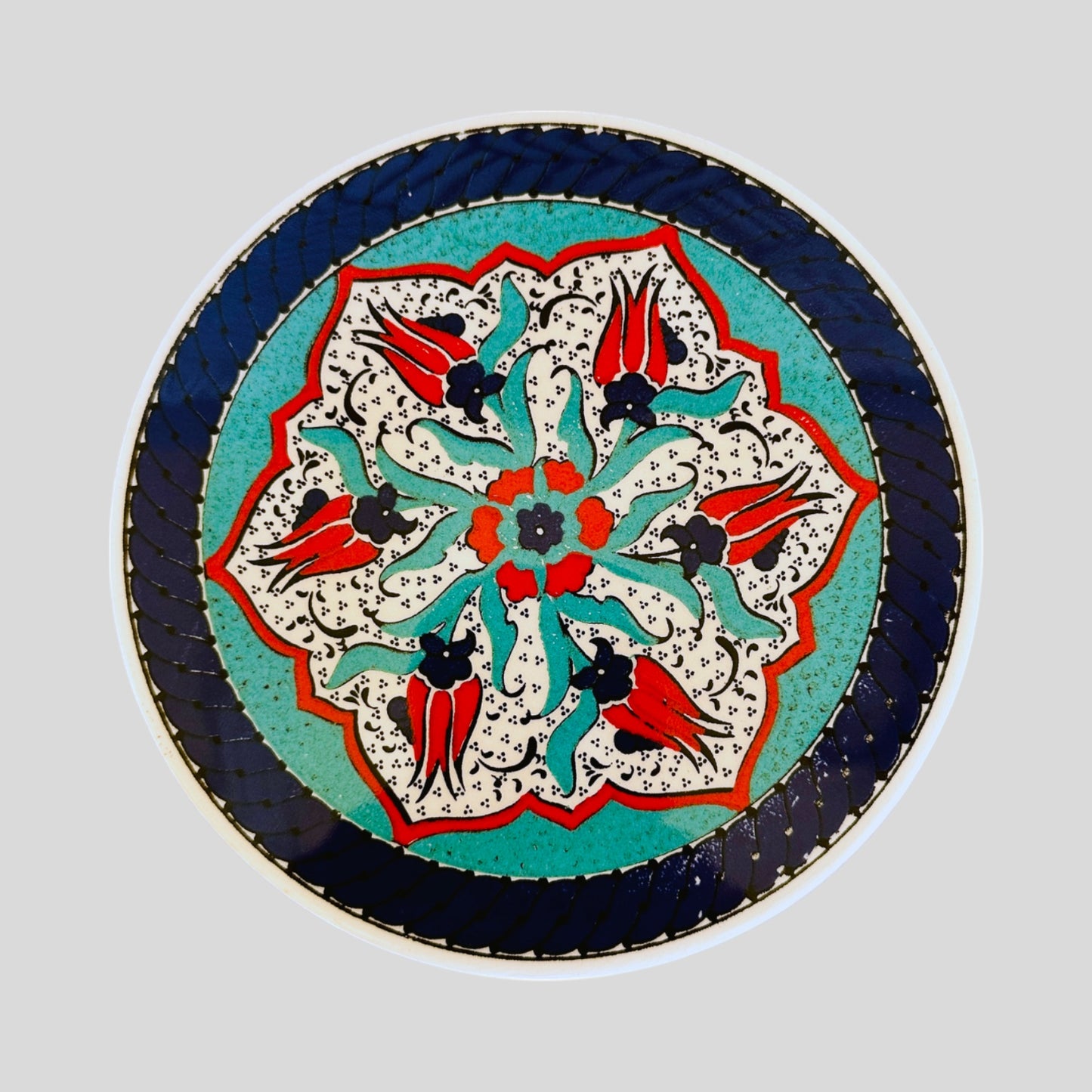 6.5" Ceramic Trivet - Turquoise Blossom