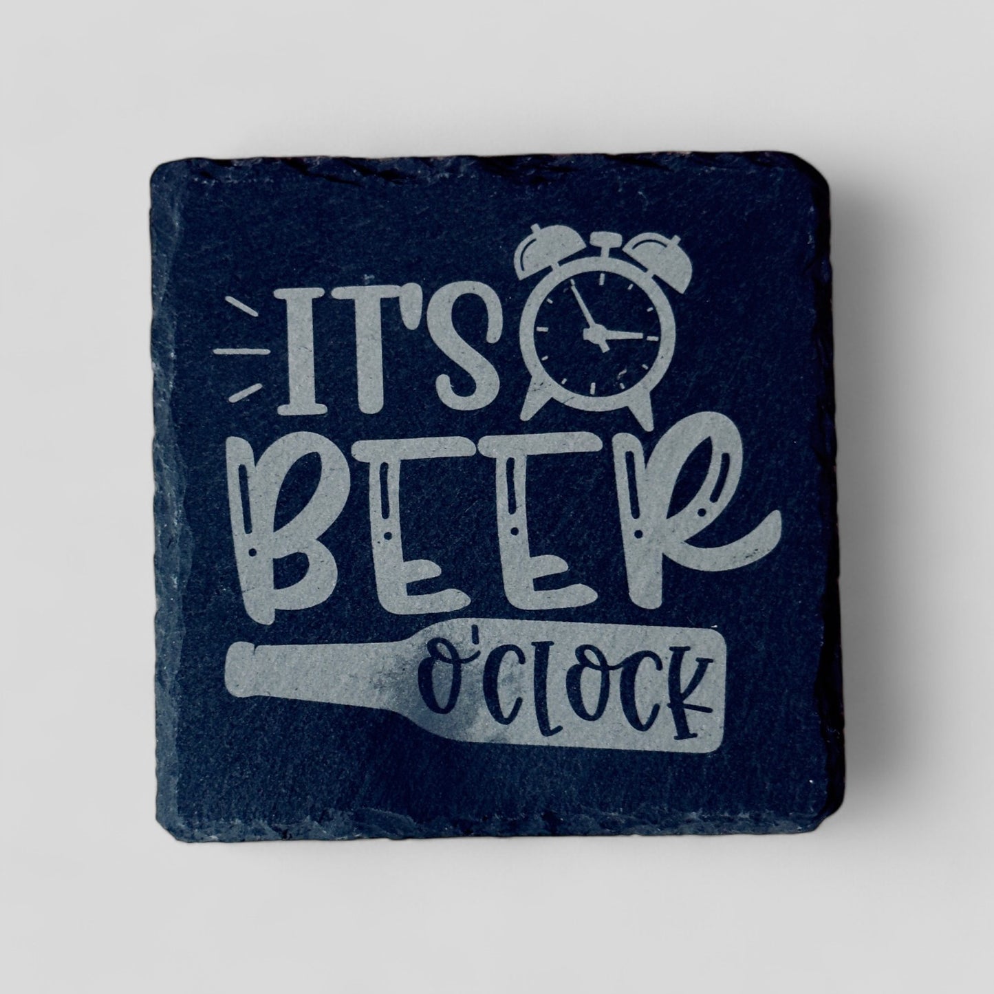 4" x 4" Slate Coasters - It's Beer O'clock - Single, 2 Pack, 4 Pack, and more