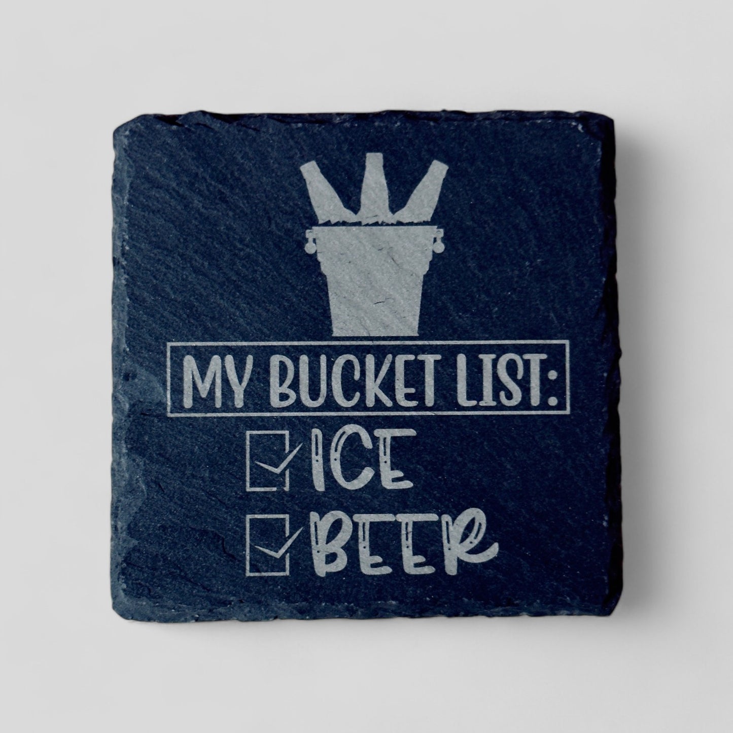 4" x 4" Slate Coasters - My Bucket List - Single, 2 Pack, 4 Pack, and more