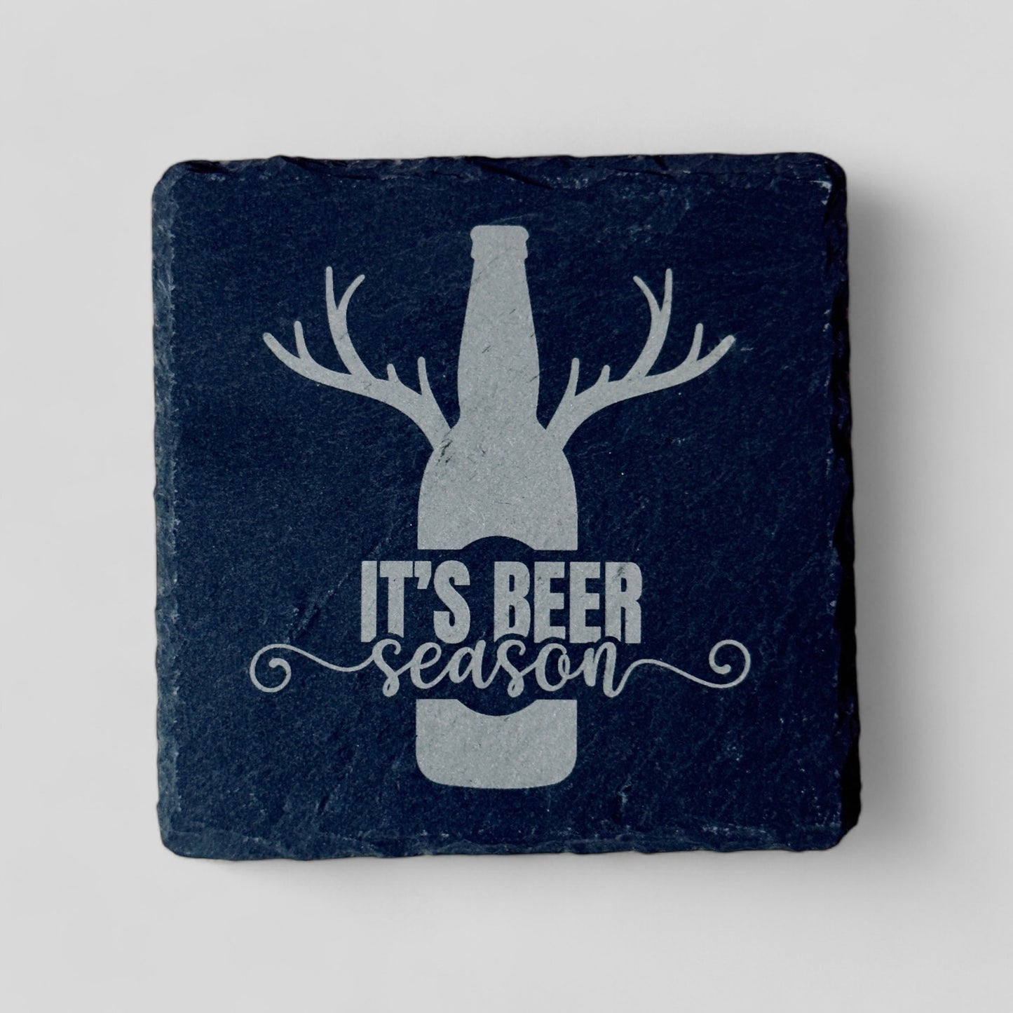 4" x 4" Slate Coasters - It's Beer Season - Single, 2 Pack, 4 Pack, and more