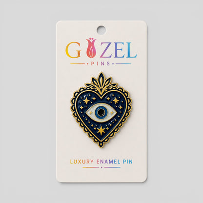Sacred Heart Evil Eye Enamel Pin