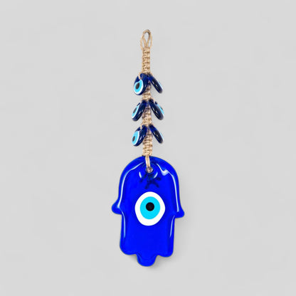 Wall Hanging Macrame Evil Eye Nazar Boncuk Mal De Ojo, Modern Boho Style Home Decor -- Hamsa Hand Amulet with 6 Evil Eyes, Housewarming Gift