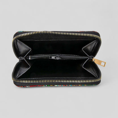 Vibrant Multicolor Floral Patterned Woven Zipper Wallet
