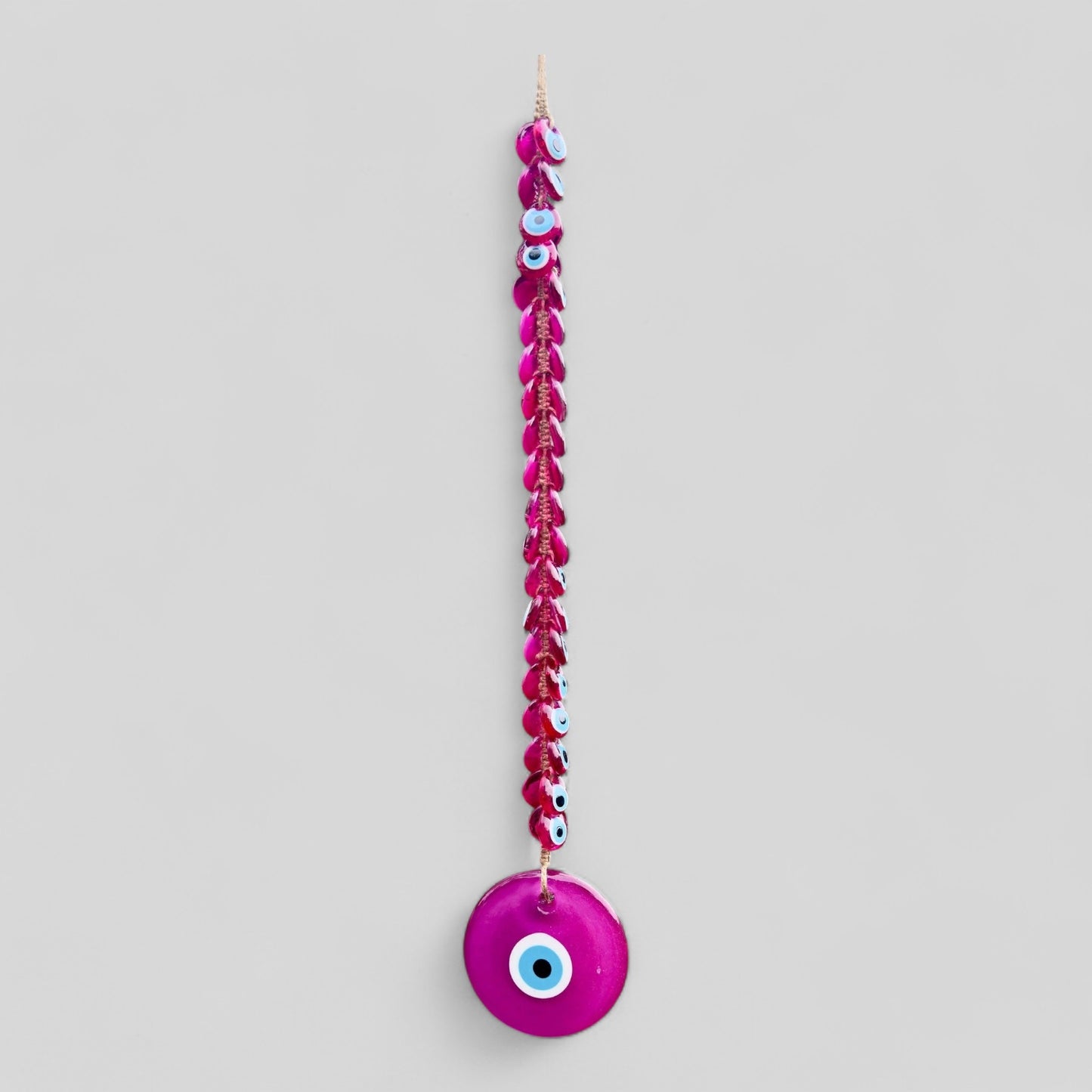 41 Piece Evil Eye Wall Hanging Decor | Evil Eye Beads | Macrame Evil Eye Decor | All Pink Evil Eye Beads House Protection | Nazar Boncuk