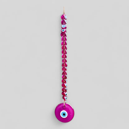 41 Piece Evil Eye Wall Hanging Decor | Evil Eye Beads | Macrame Evil Eye Decor | All Pink Evil Eye Beads House Protection | Nazar Boncuk