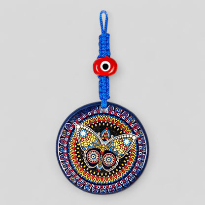 Pared colgante cerámica mal de ojo Nazar Boncuk Mal De Ojo, decoración moderna del hogar estilo Boho - Mandala de mariposa exótica - ¡Envío rápido!