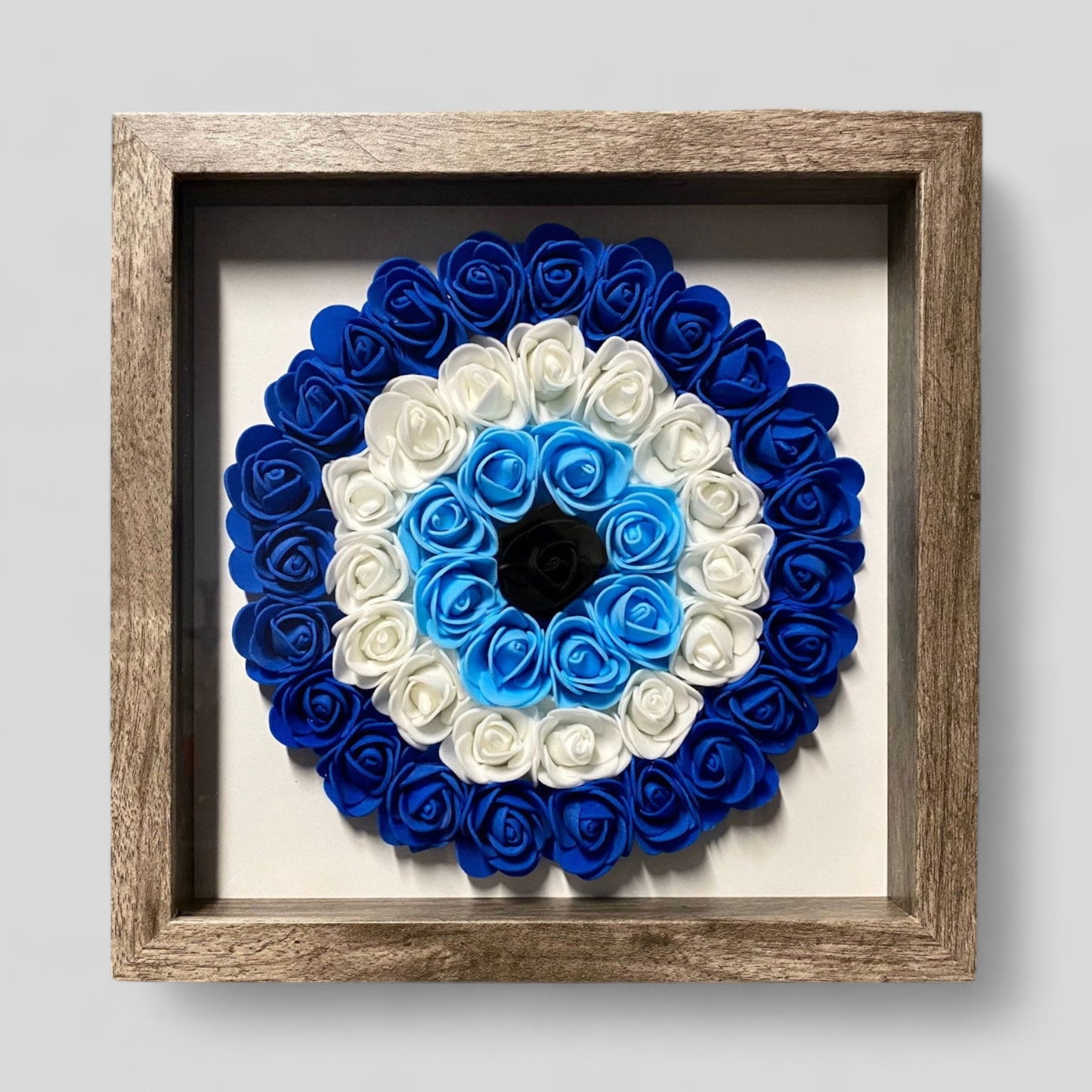 9" x 9" Hecho a mano Evil Eye Nazar Boncuk Mal De Ojo Rose Flower Shadowbox - ¡Regalo gratis con la compra! ¡Envío el mismo día!