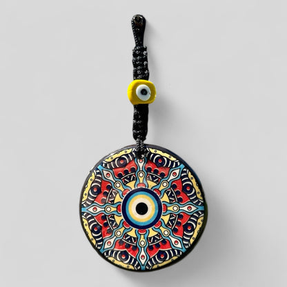 Wall Hanging Ceramic Evil Eye Nazar Boncuk Mal De Ojo, Modern Boho Style Home Decor -- Exotic Mandala