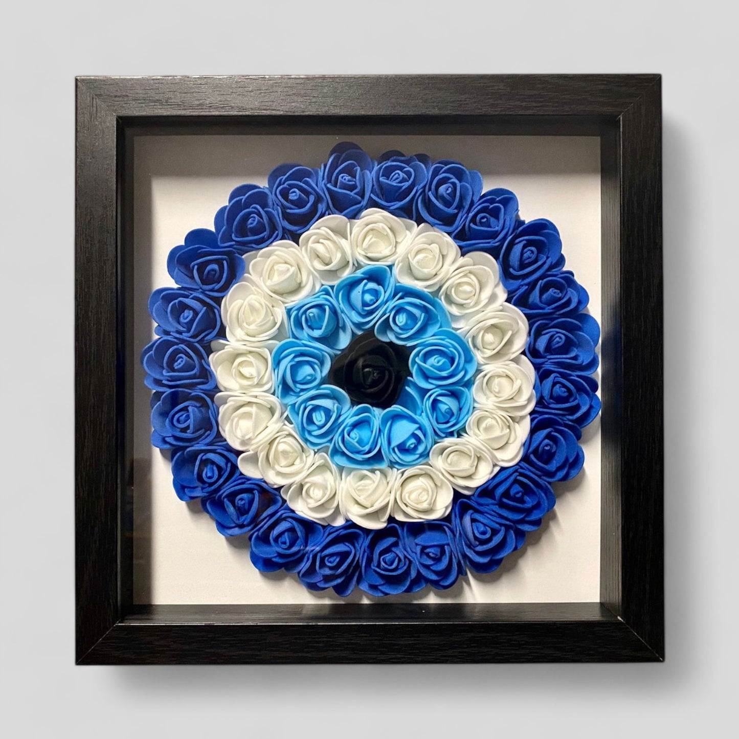 9" x 9" Hecho a mano Evil Eye Nazar Boncuk Mal De Ojo Rose Flower Shadowbox - ¡Regalo gratis con la compra! ¡Envío el mismo día!