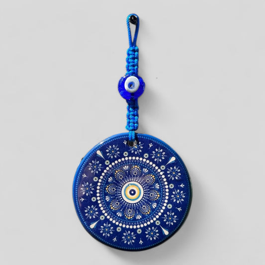 Tenture murale en céramique Evil Eye Nazar Boncuk Mal De Ojo, décoration intérieure de style Boho moderne -- Mandala floral rond -- Expédition rapide !