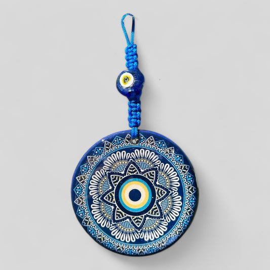 Mur suspendu en céramique Evil Eye Nazar Boncuk Mal De Ojo, décor de maison de style Boho moderne - Mandala floral - Expédition rapide!