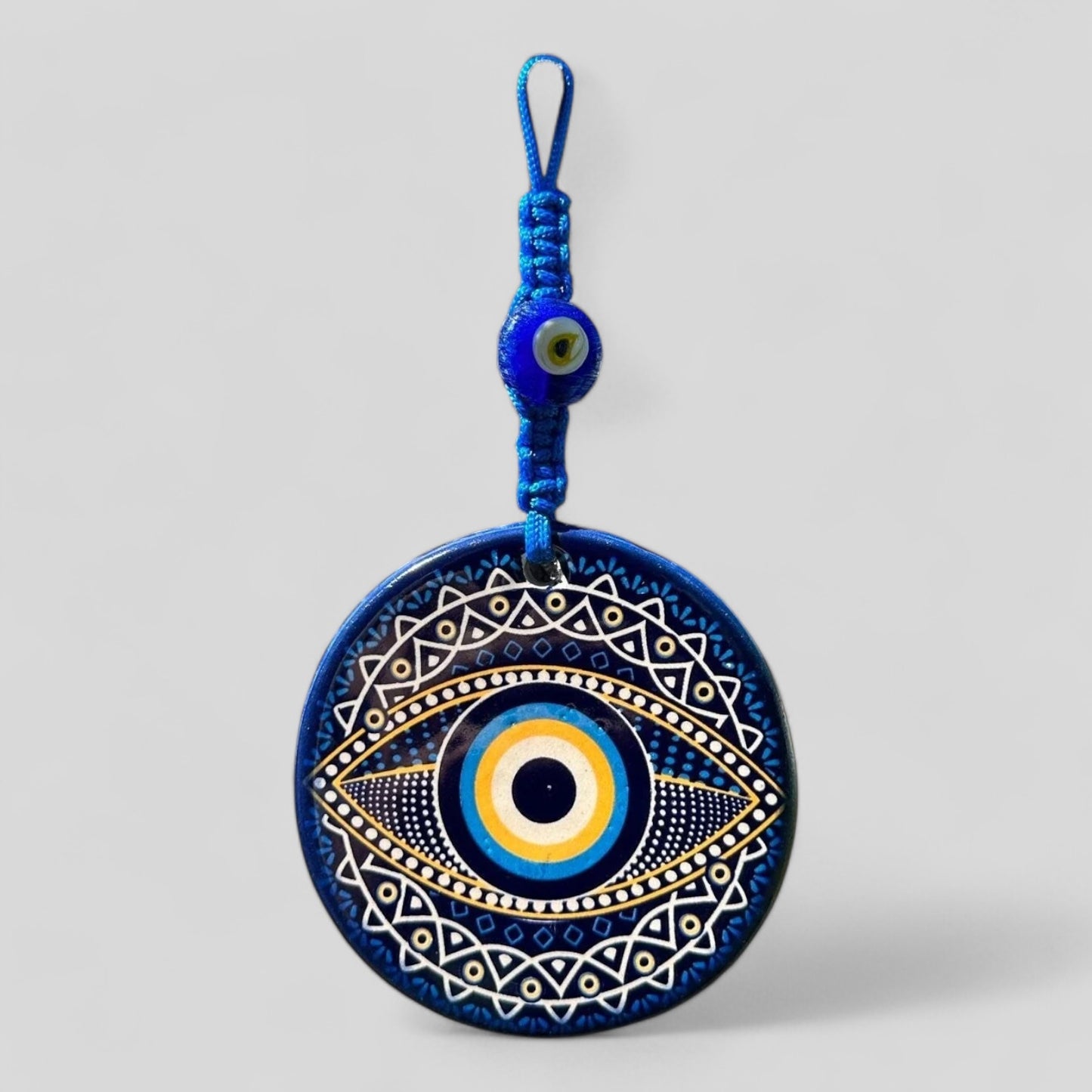 Wall Hanging Ceramic Evil Eye Nazar Boncuk Mal De Ojo, Modern Boho Style Home Decor -- Burst Mandala