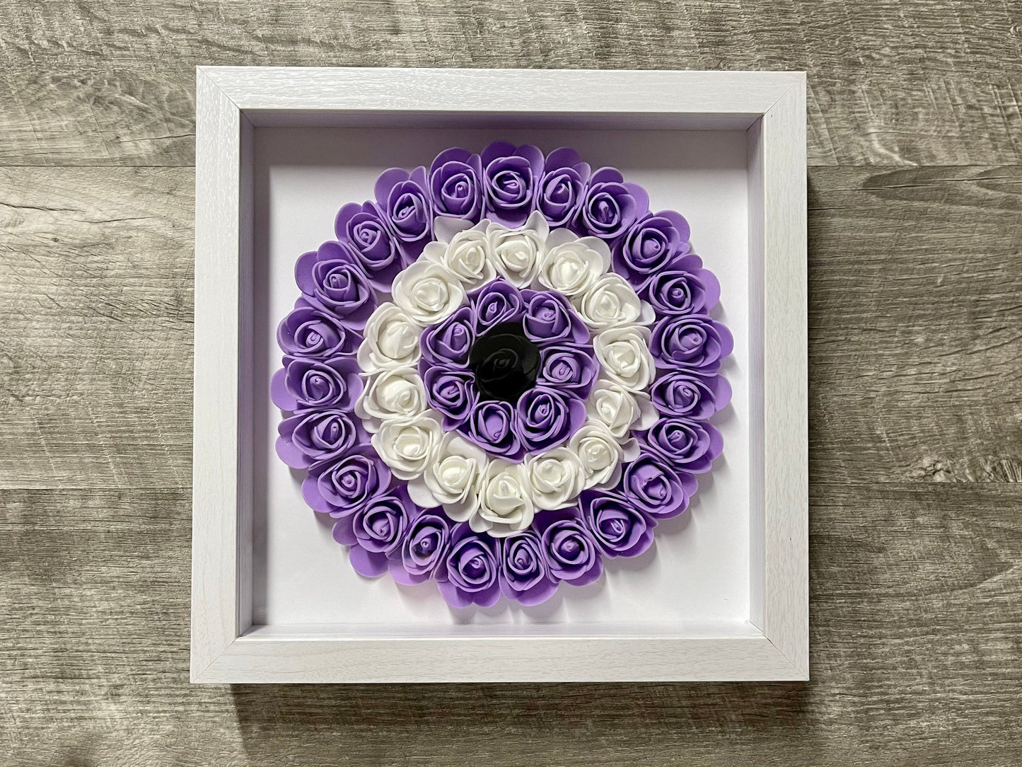 9” x 9” Handmade Multi Color Evil Eye Nazar Boncuk Mal De Ojo Rose Flower Shadowbox -- FAST Shipping!